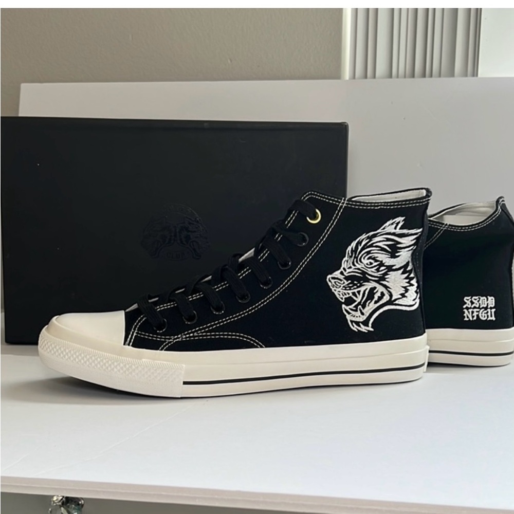 High Top Embroidered Sneakers